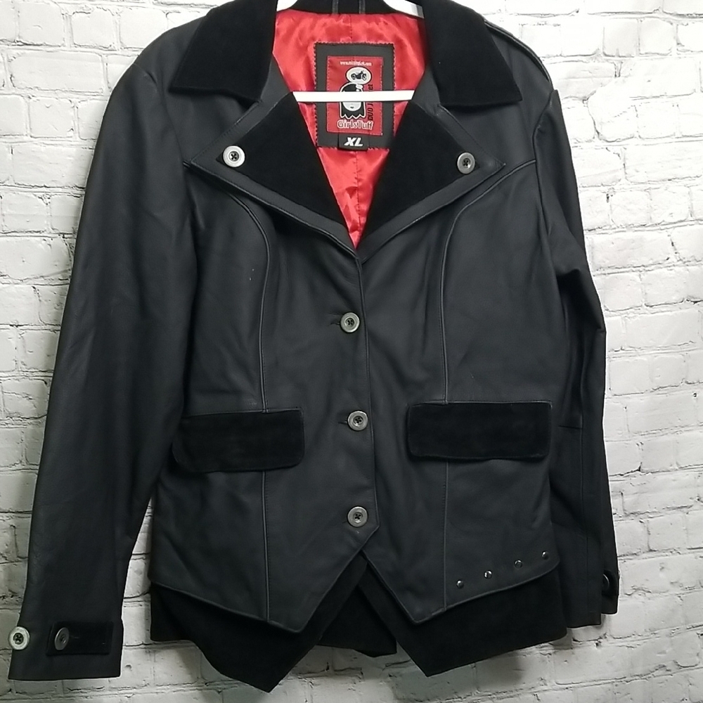 Girls Tuff womens Leather Jacket size XLARGE EUC - Picture 1 of 3
